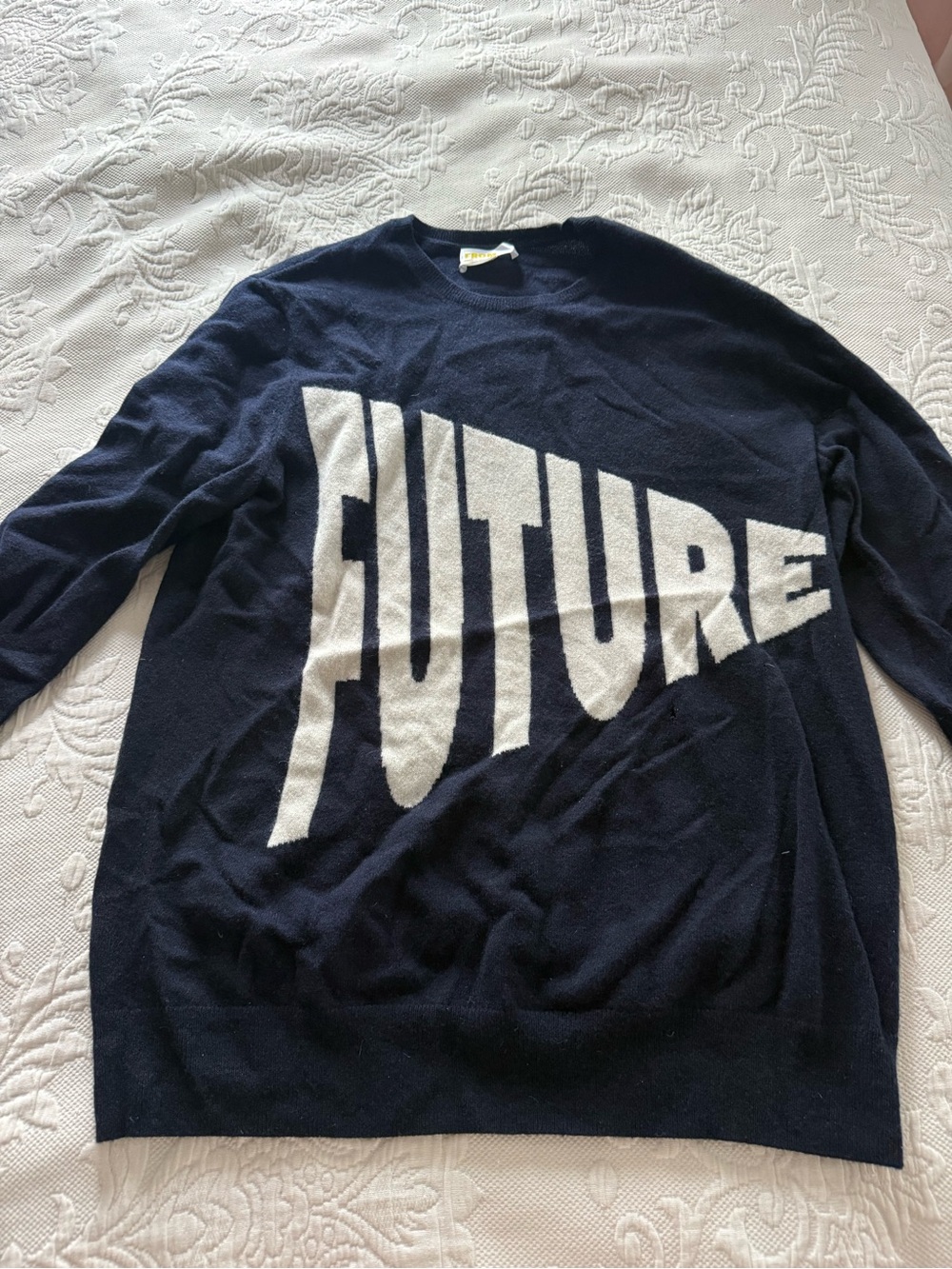 From Future Men's Navy Sweater with White 'FUTURE' Graphic